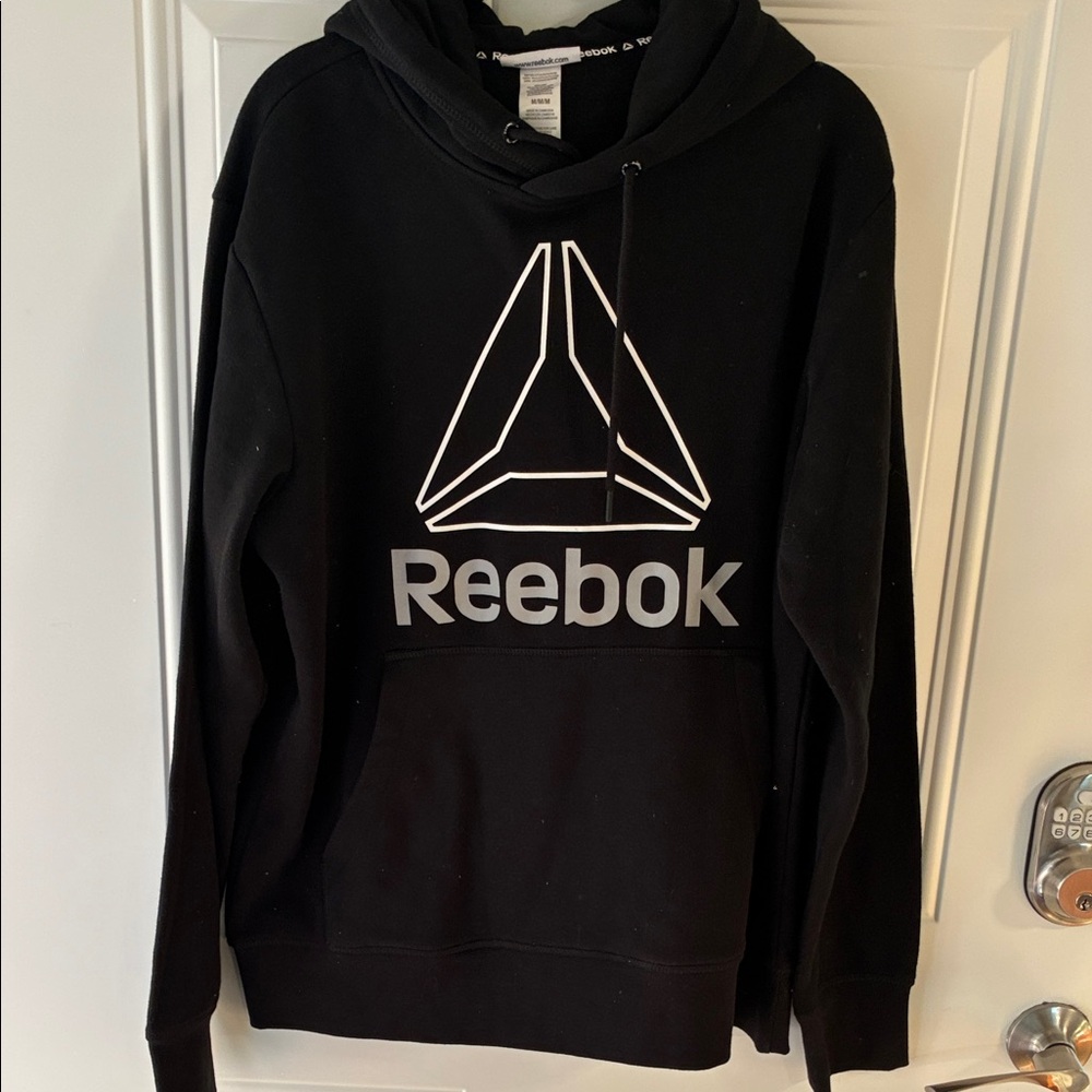 Reebok Men’s Black Hoodie with White Logo
